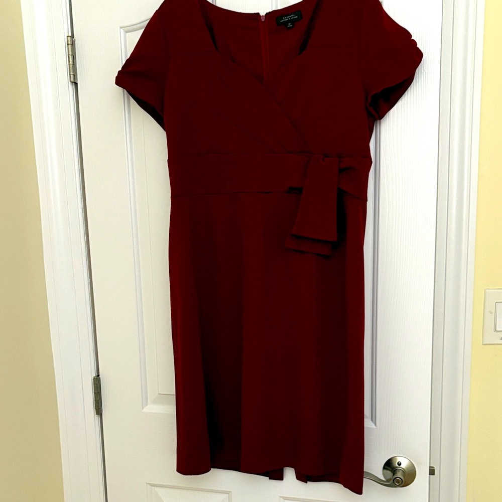 Tahari Elegant Burgandy Midi Dress